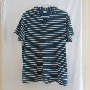 Simple Standard  Striped Johny Collar T-shirt Retro Style